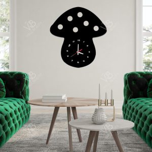 a living room filled with furniture and a clock